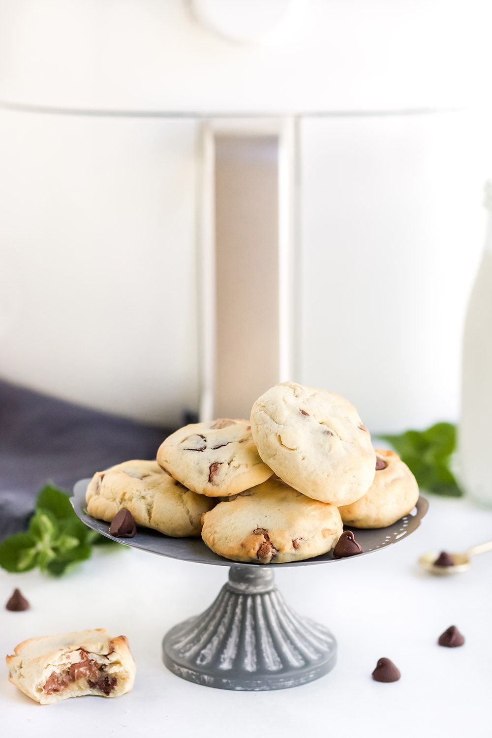 Air fried cookies on a stand.