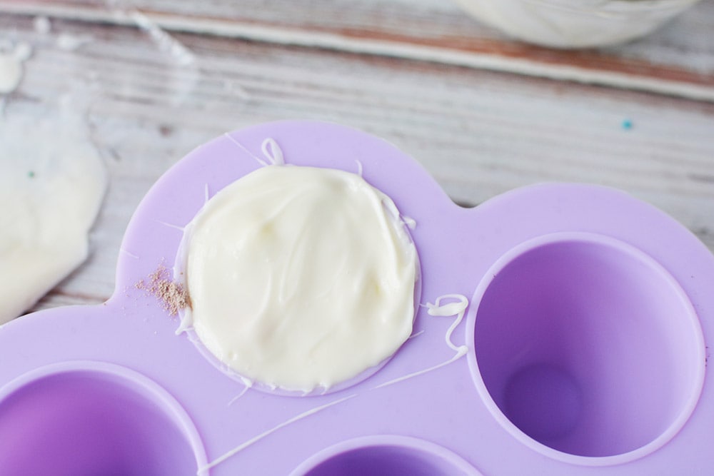 White chocolate to seal the hot chocolate bomb in mold.