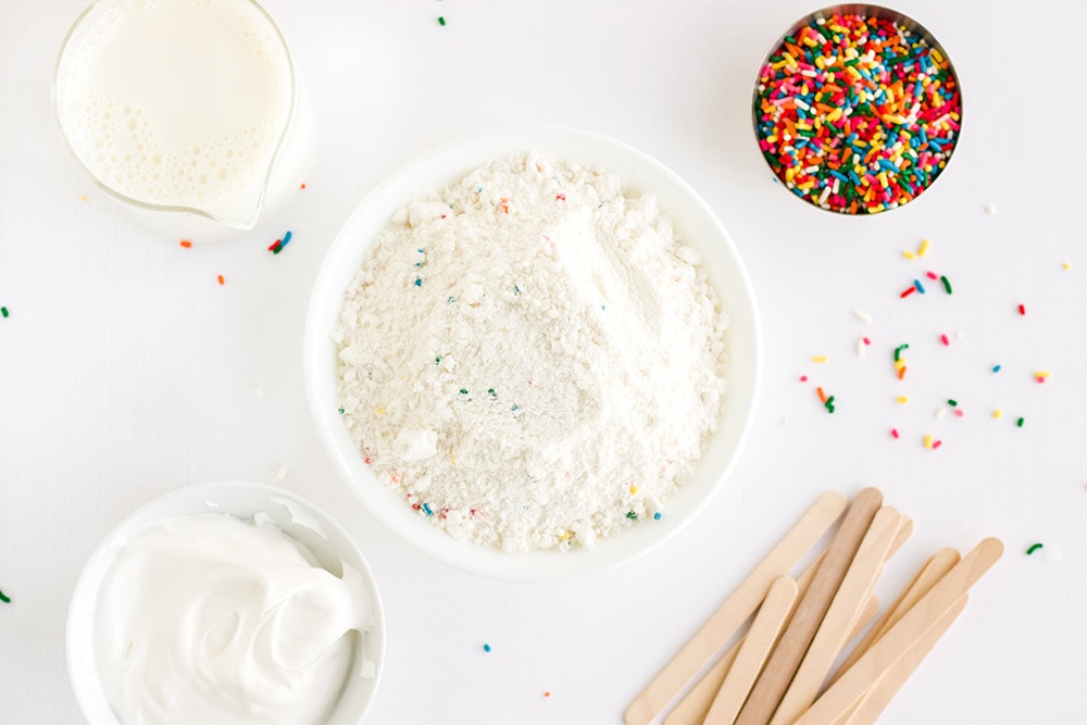 Ingredients for cake mix pops.
