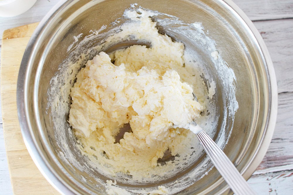 Stirring pudding in a bowl.