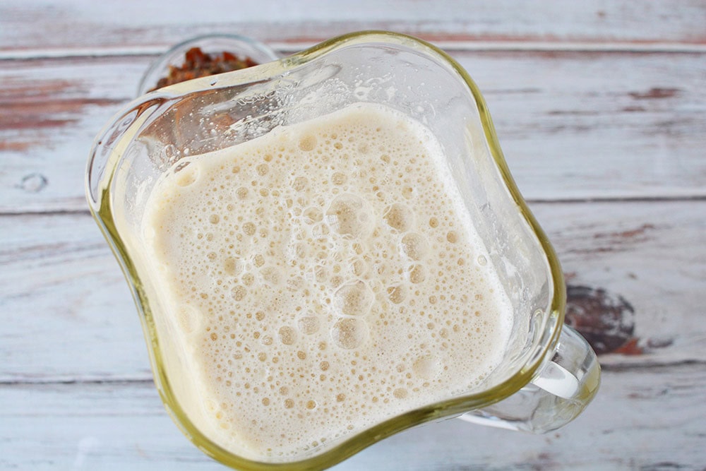 Blended coffee drink in the blender.