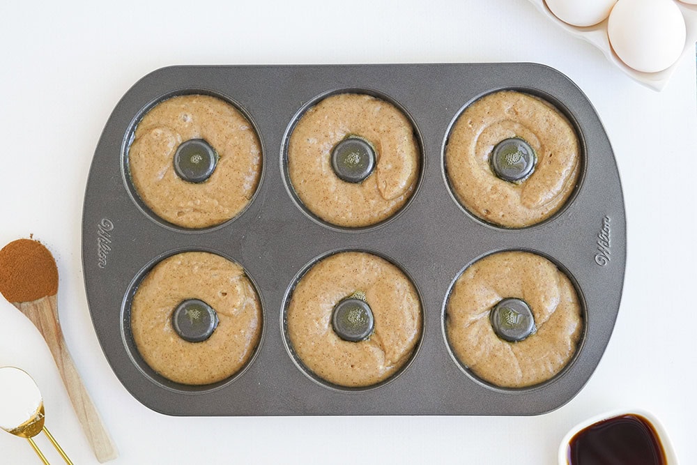 Batter in a donut pan.