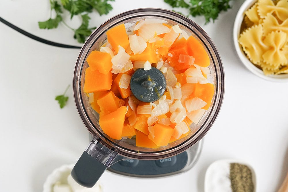 Veggies in a food processor. 