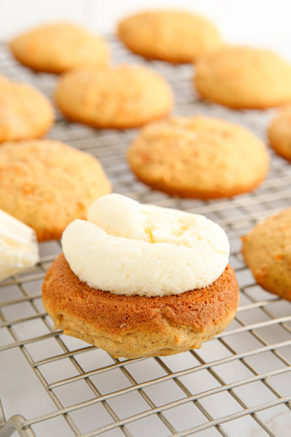 Frosting on a whoopie pie. 