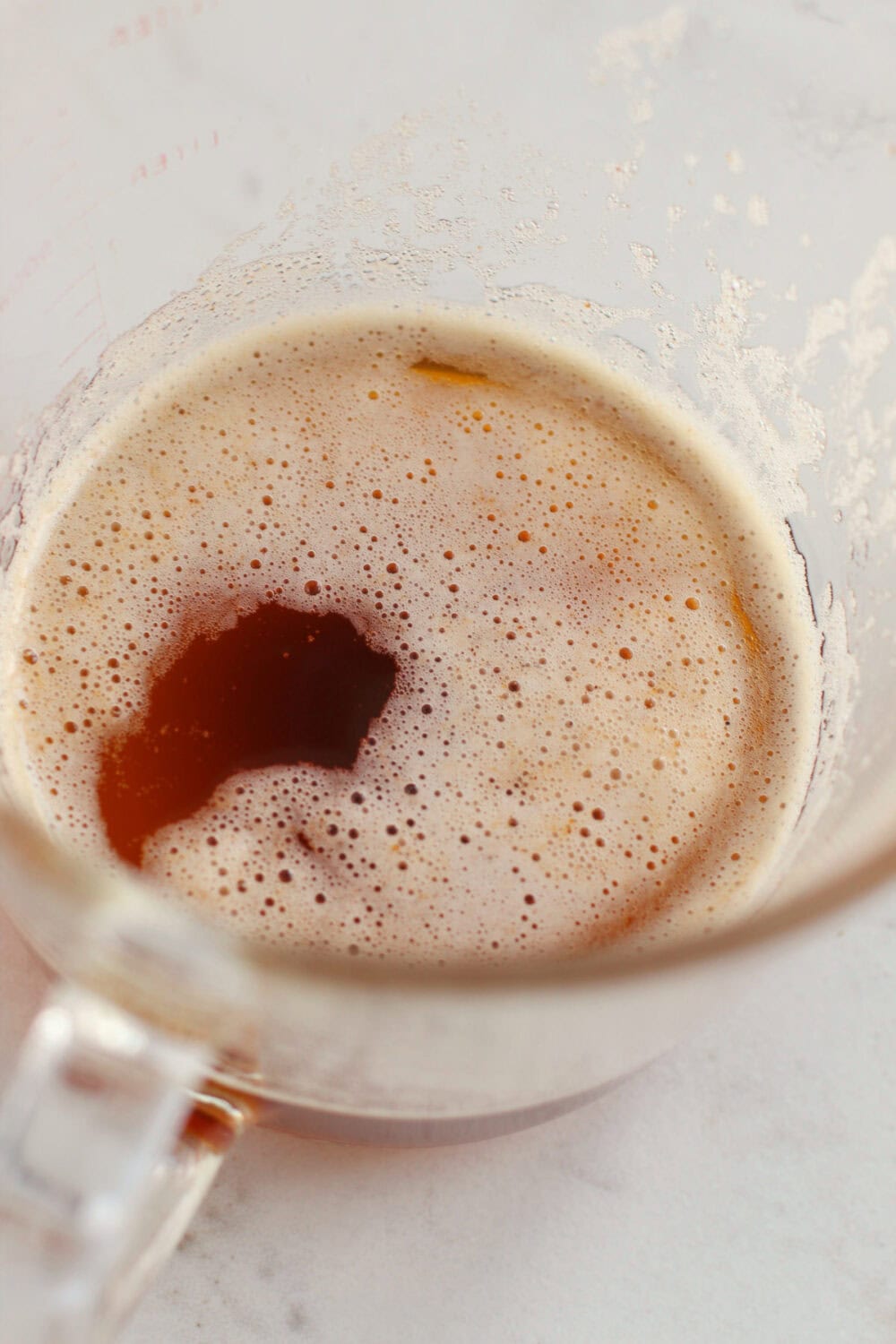 Browned butter in a cup. 