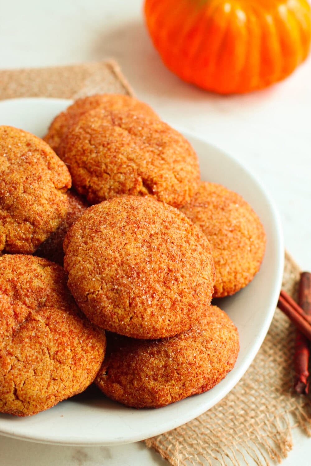 Dish of gluten-free pumpkin cookies. 