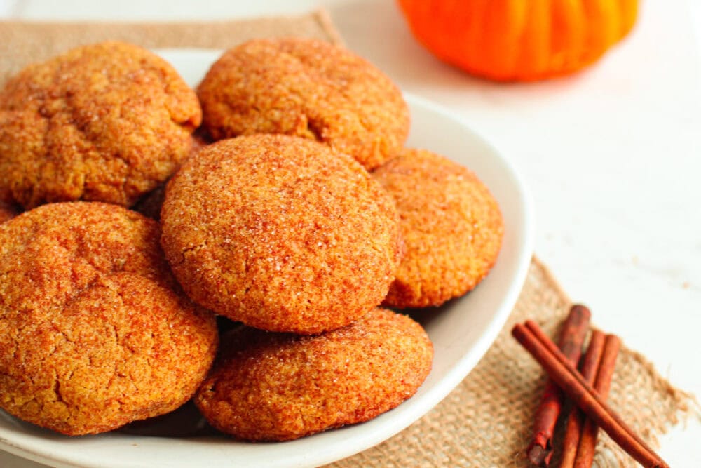 Brown butter pumpkin cookies in a bowl. 
