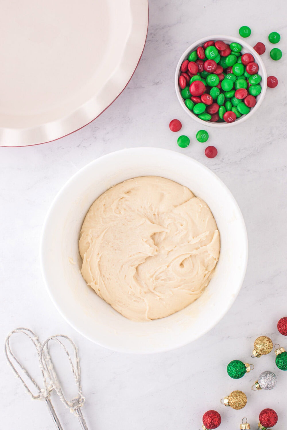 Sugar cookie dough in a bowl.