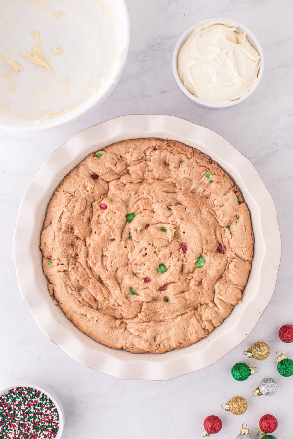 Baked sugar cookie pie.