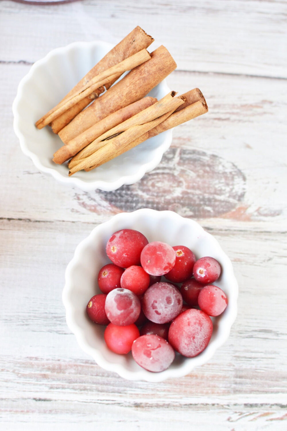 Cranberries and cinnamon sticks. 
