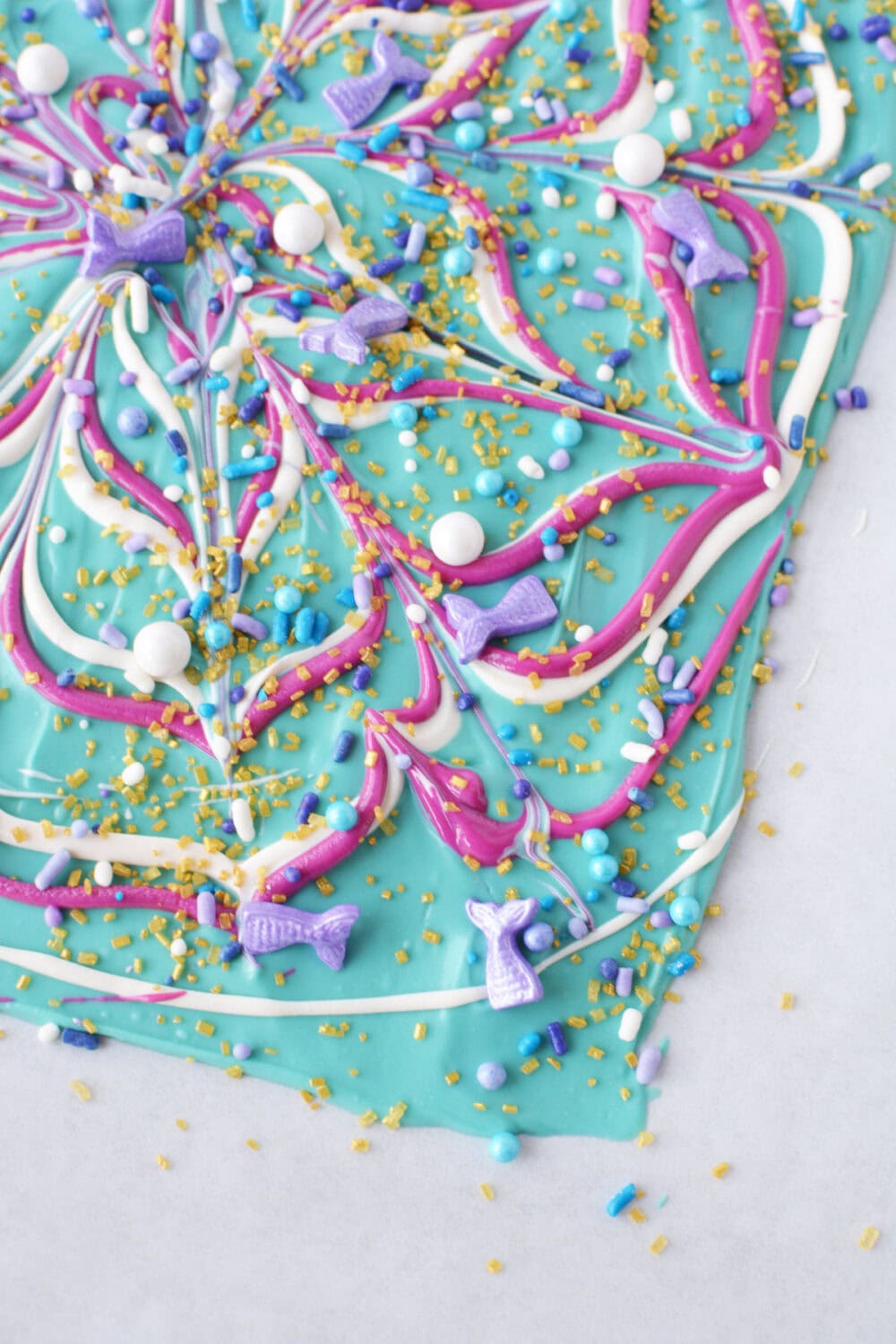 Mermaid bark on a sheet. 