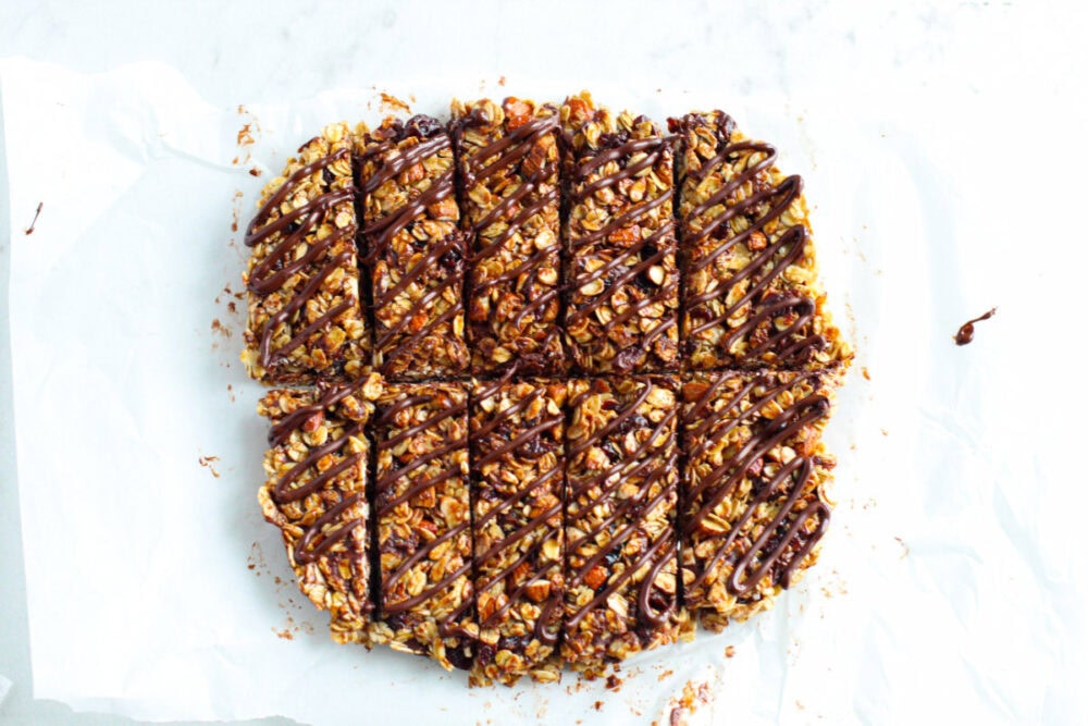 Cut granola bars. 