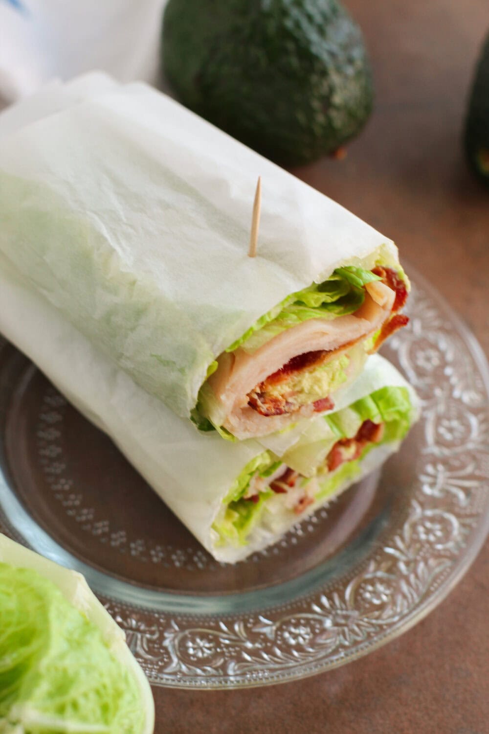 Stacked turkey wraps. 