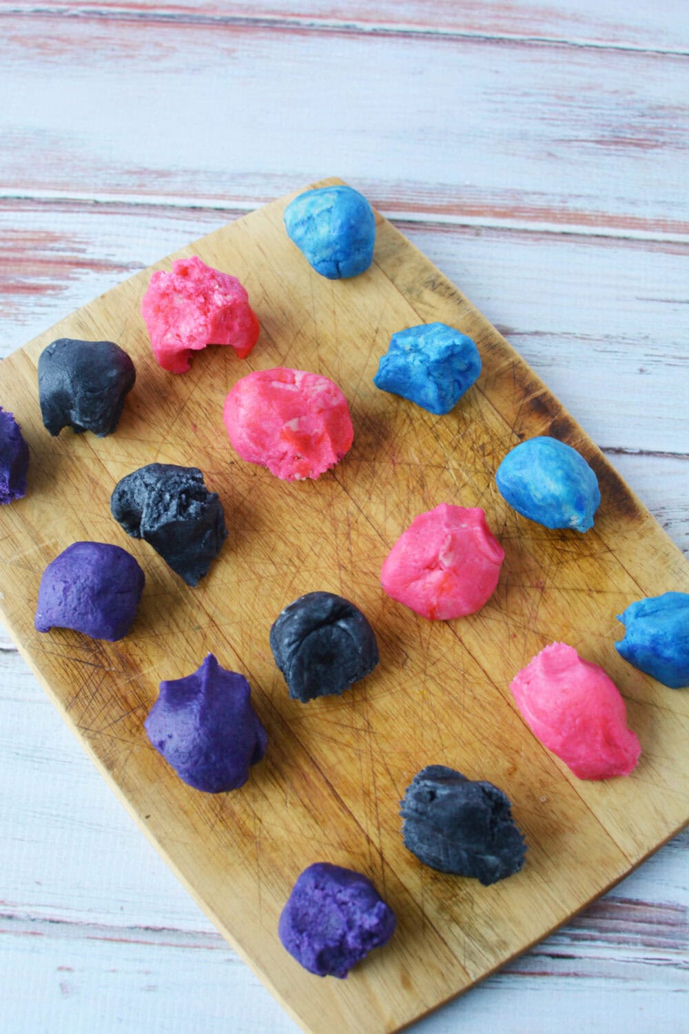 Balls of colored dough. 