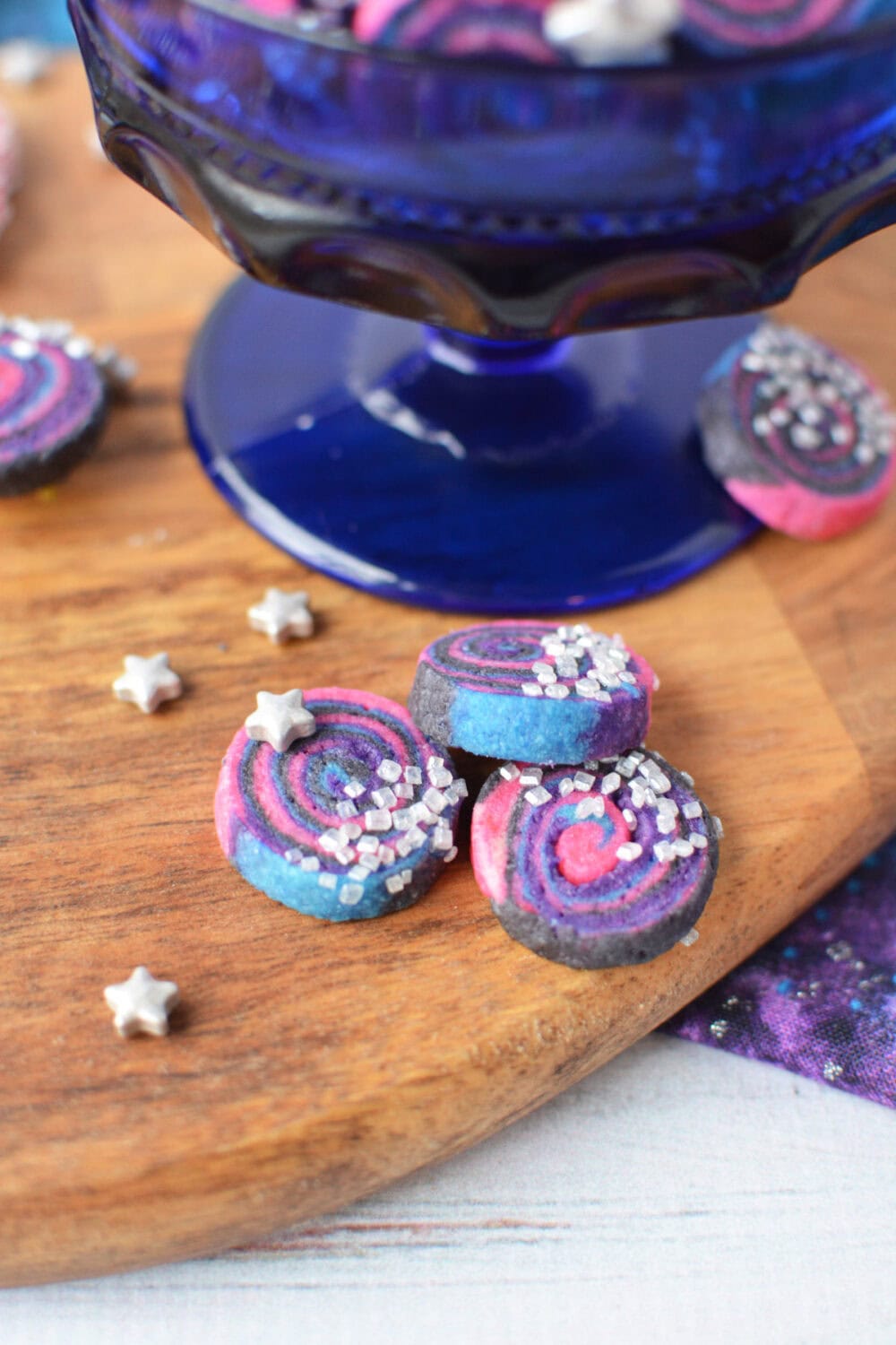Galaxy mini cookies on a board. 
