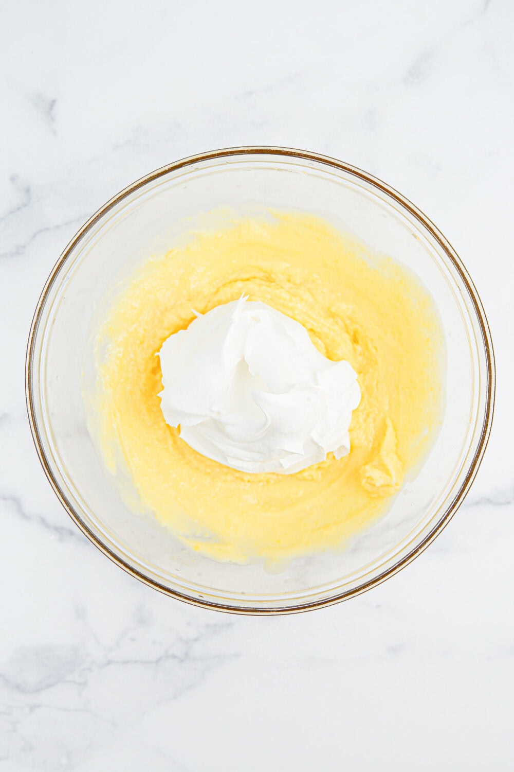 Banana pudding and whipped topping. 