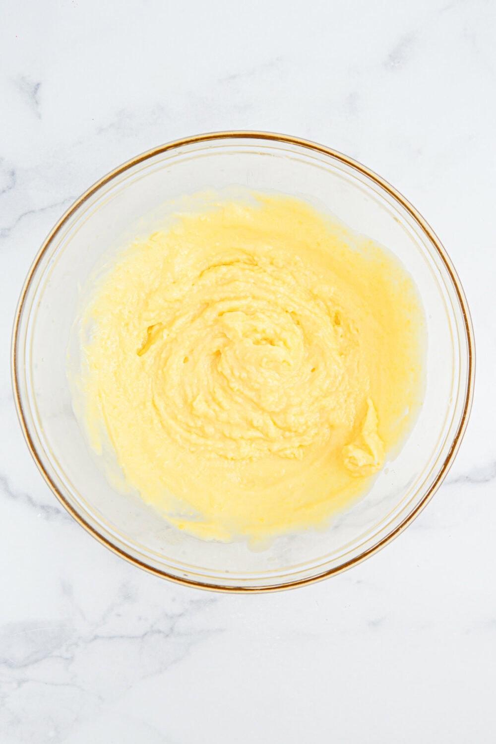 Banana pudding mixture in a bowl. 