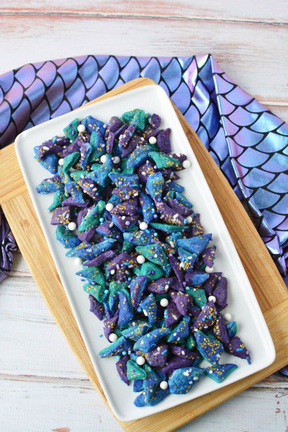 Tray full of mermaid mini cookies.