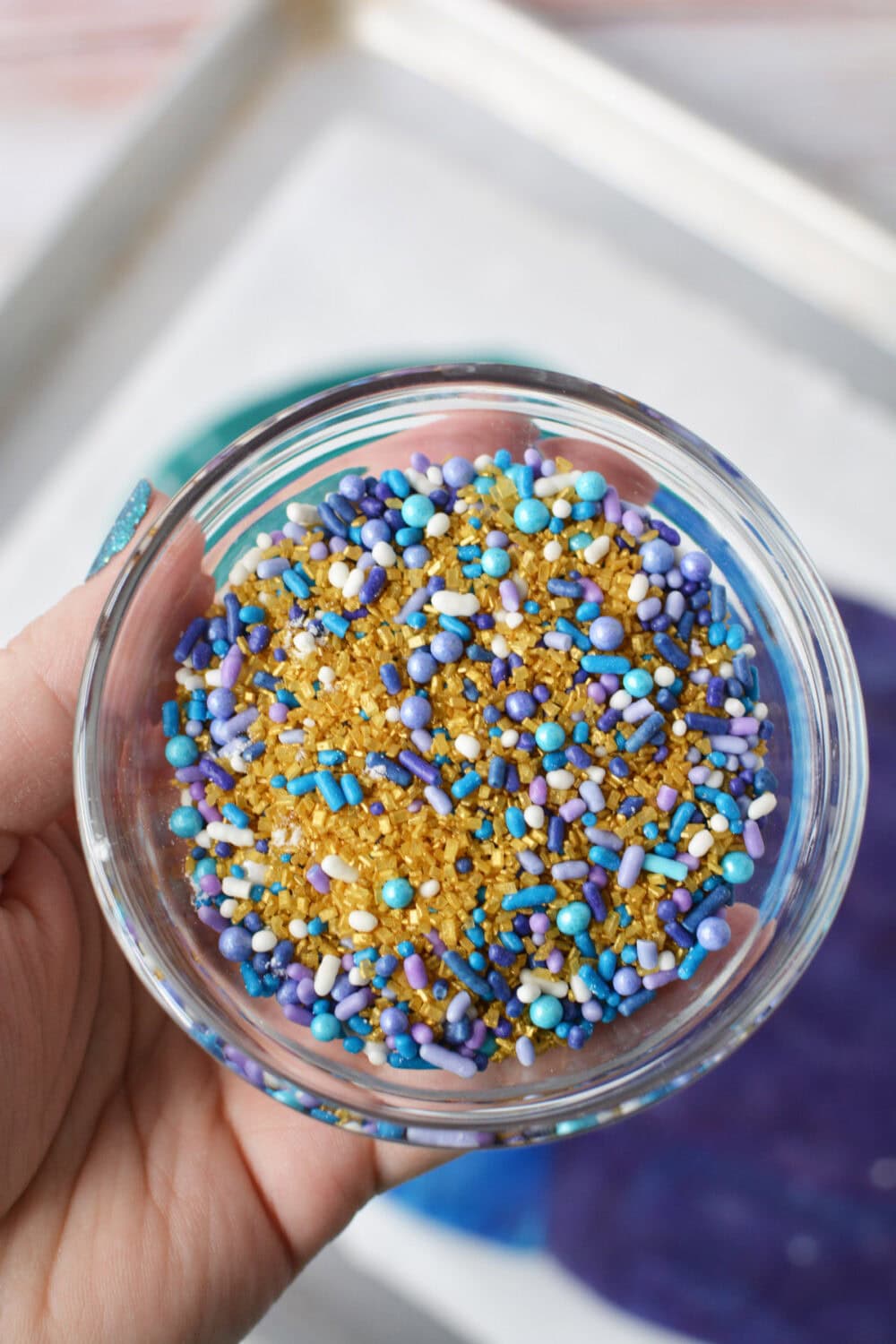 Bowl of mermaid sprinkles.
