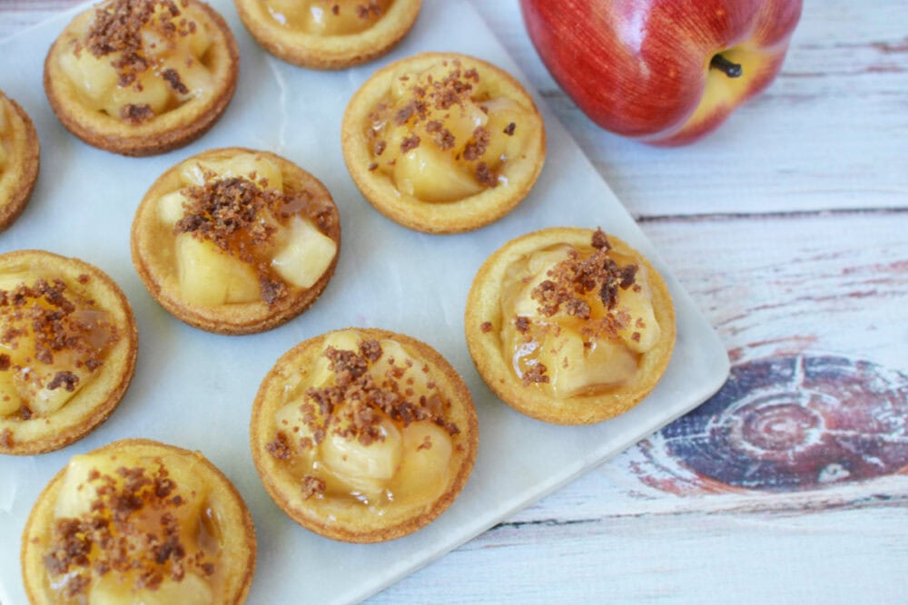 Mini apple pie cookies with a crumble topping.