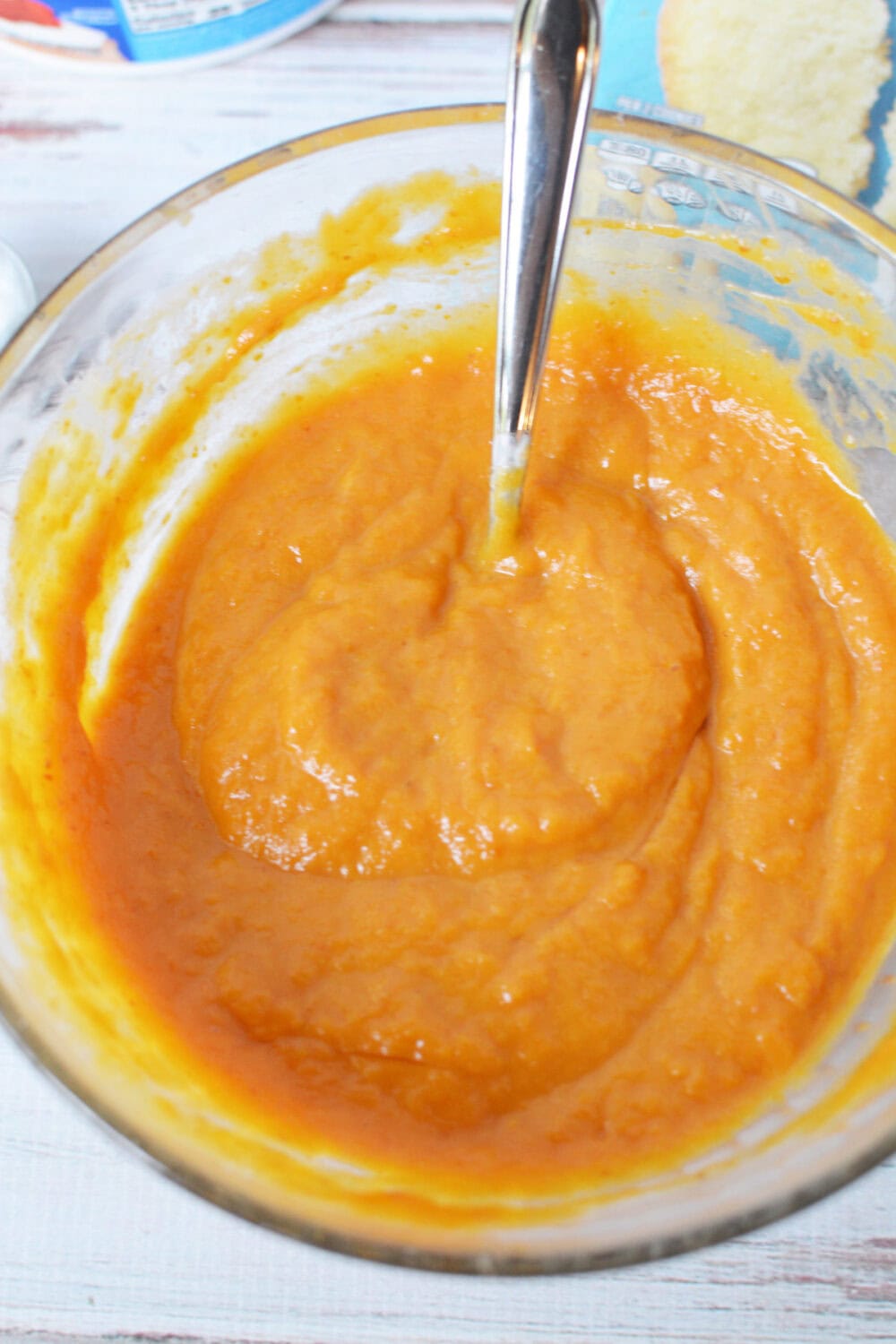 Mixed pumpkin pie filling. 