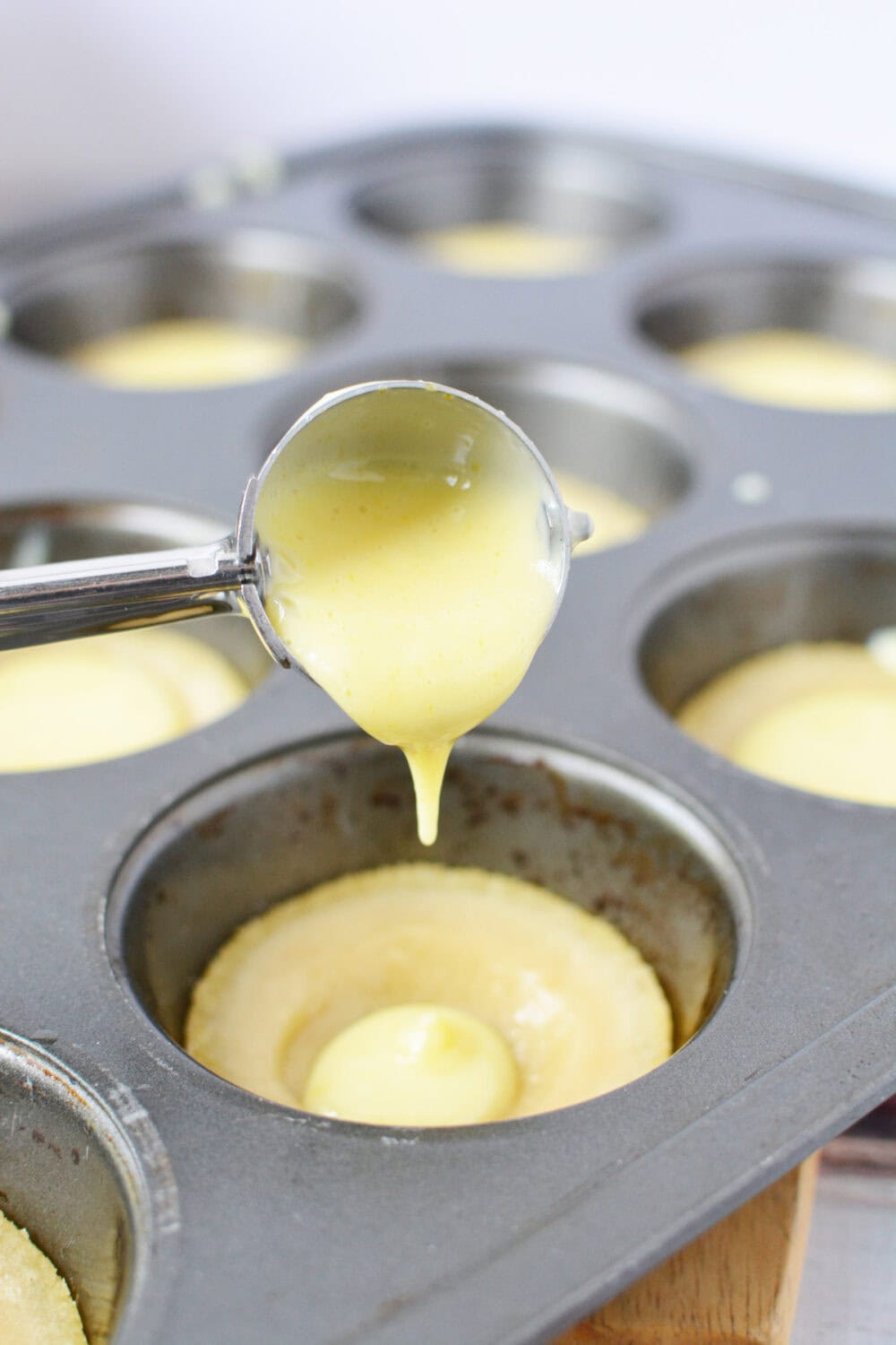 Key lime pie filling going into cookie crusts. 