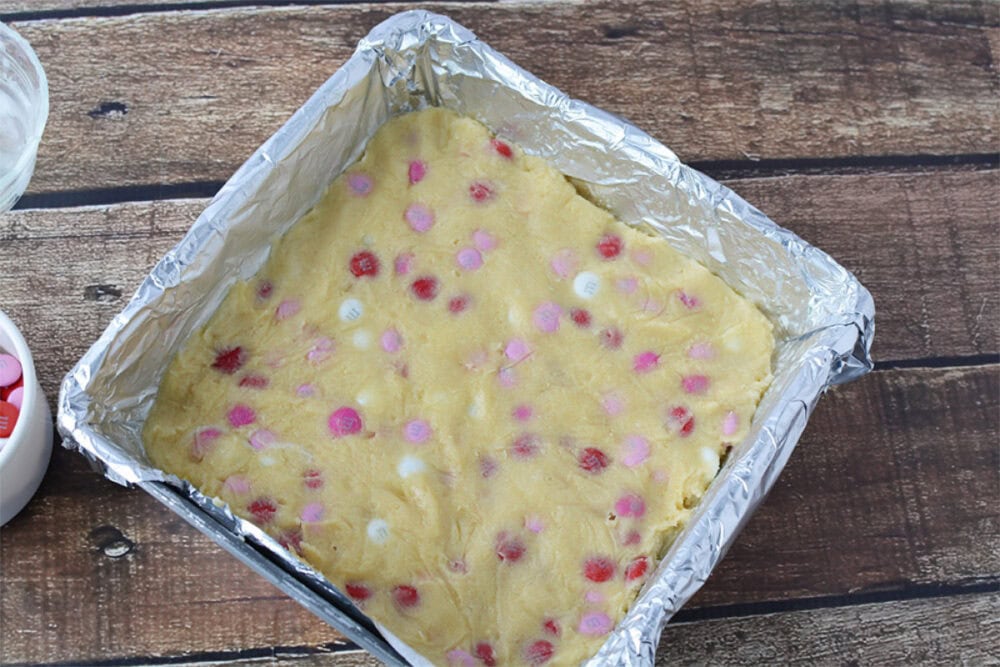 Sugar cookie dough in a pan.