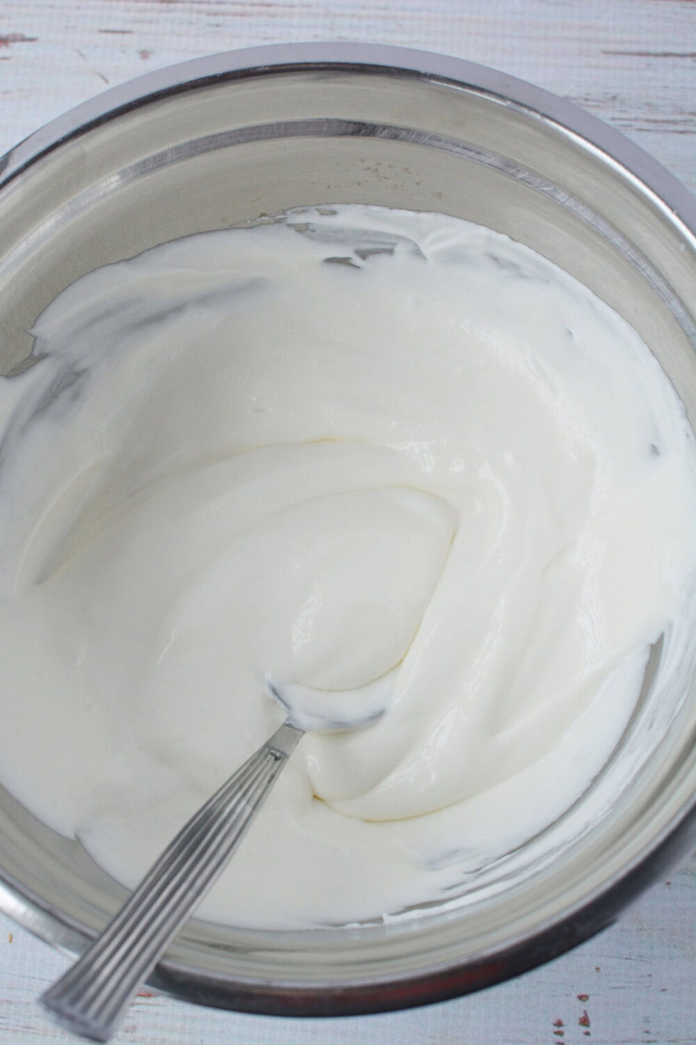 Lemonade pie cookie filling in a mixing bowl. 
