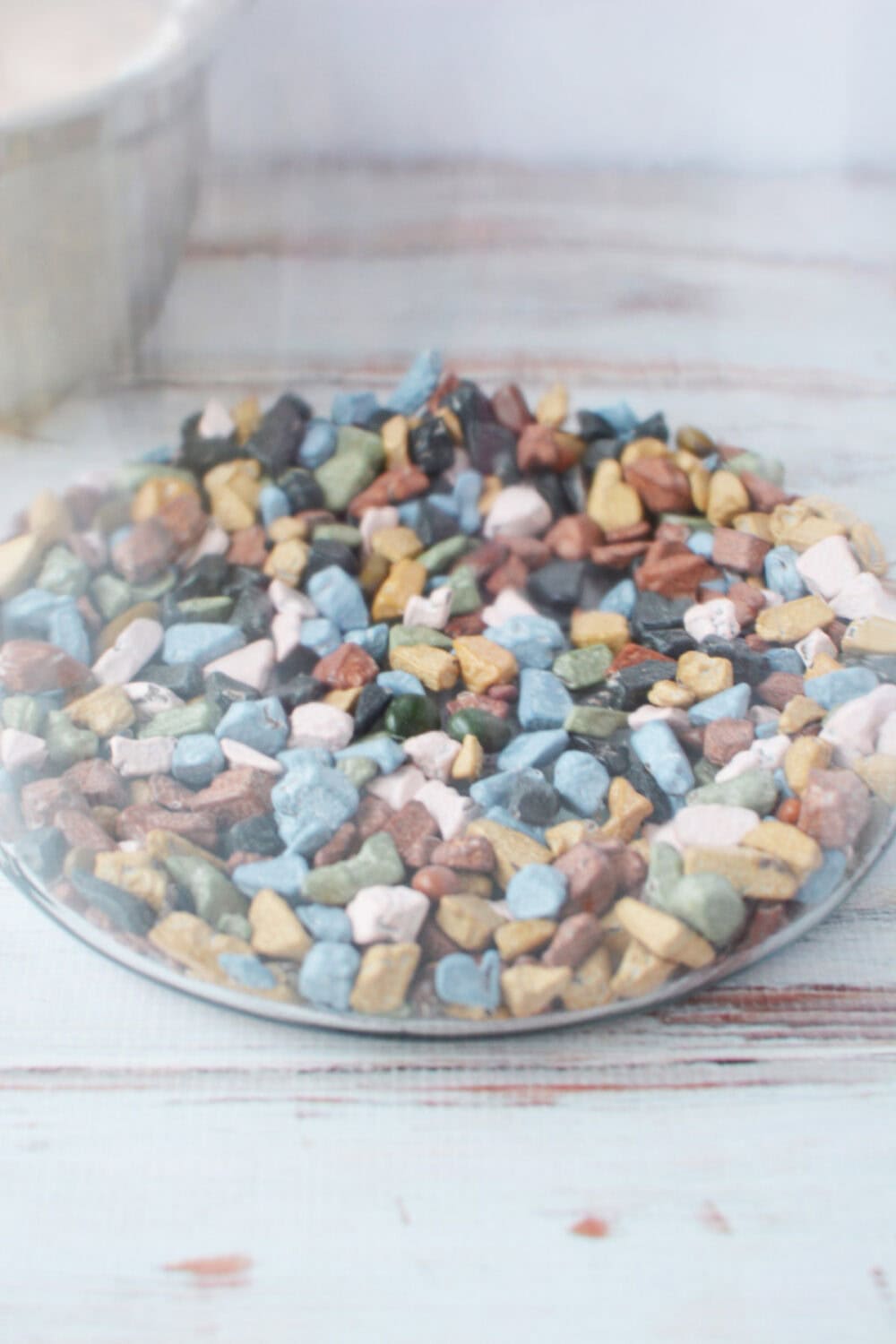 Chocolate rocks in the bottom of the jar