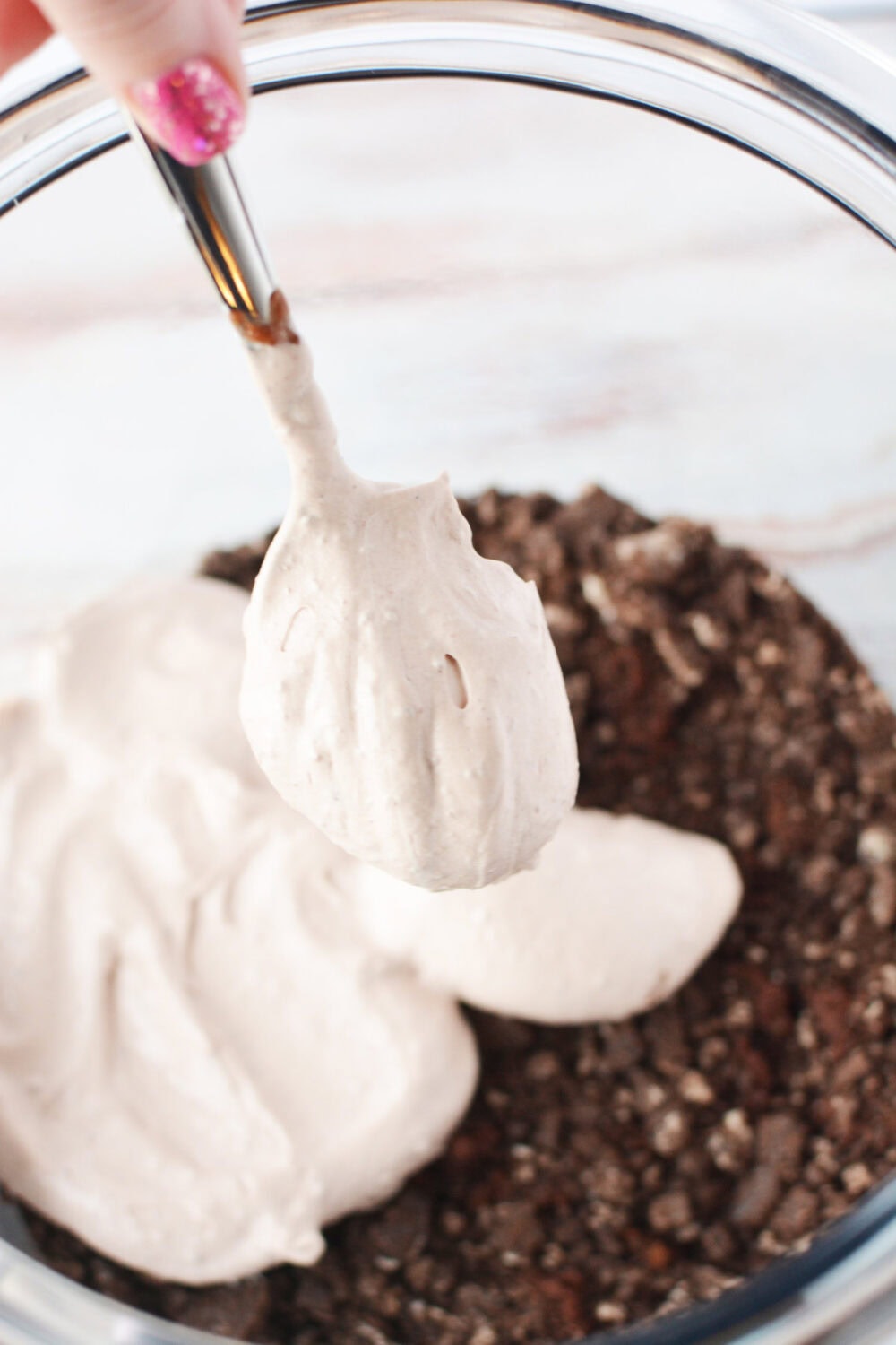 Layering mousse on top of dirt layer