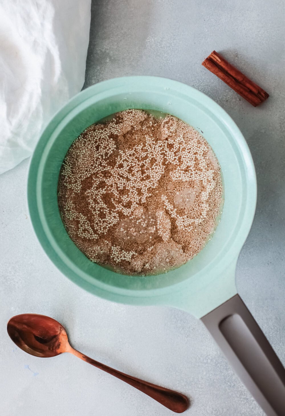 Quinoa in a saucepan.