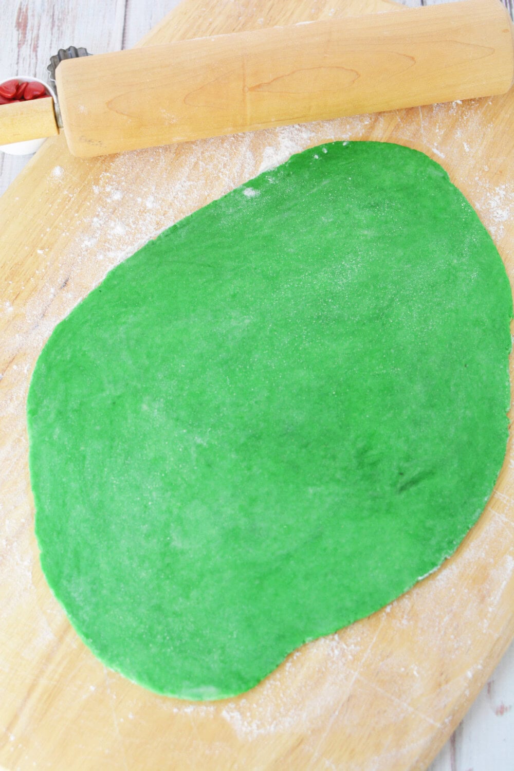 Green dough rolled out.