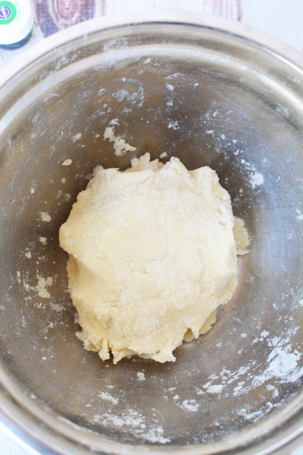 Cookie dough in a mixing bowl.
