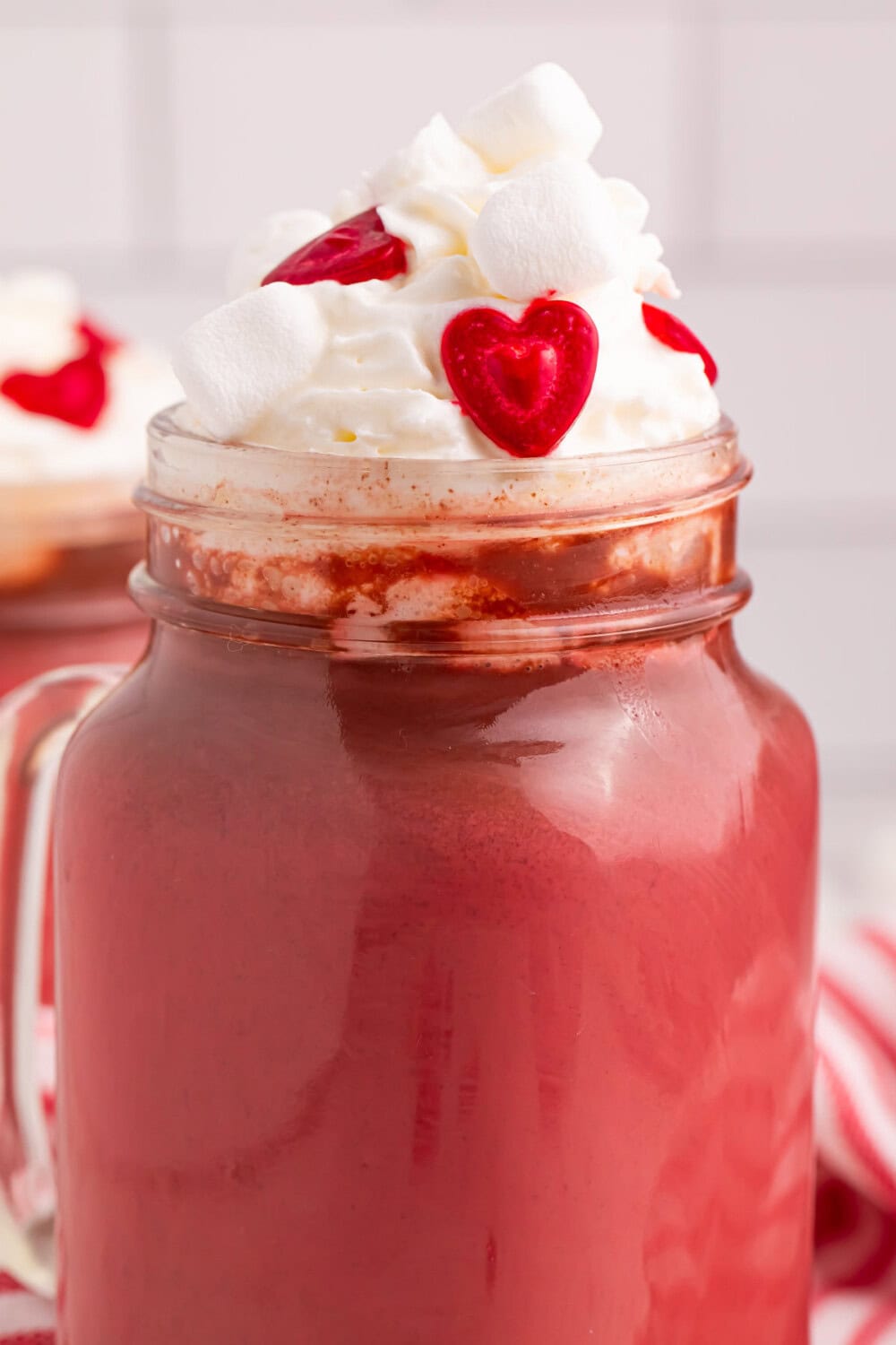 Jar of red hot chocolate.