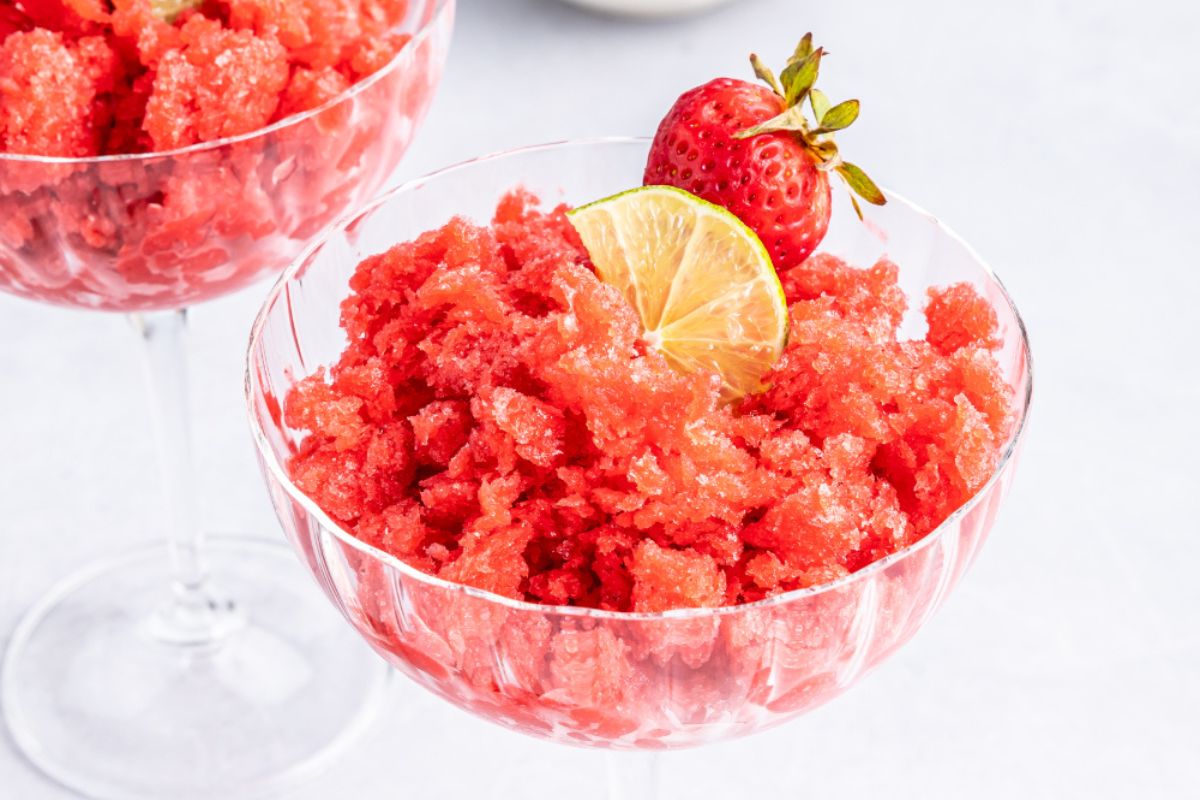 strawberry granita in a dish