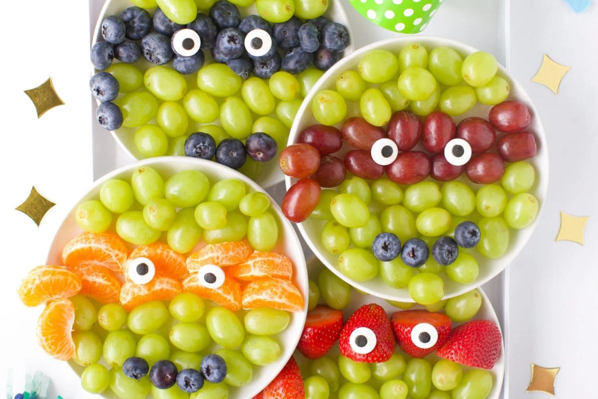 fruit plates that look like ninja turtles