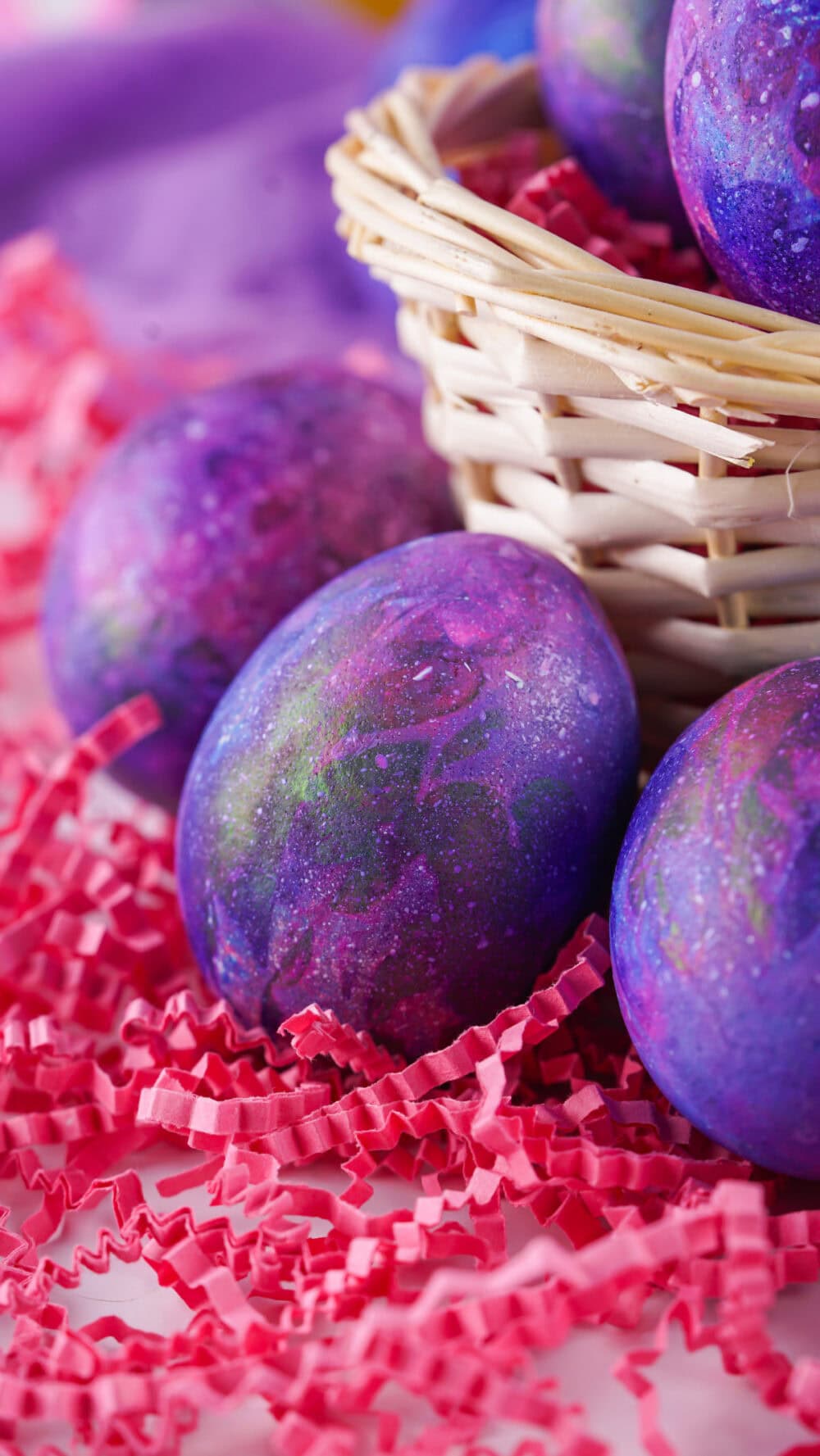 Easter eggs dyed to look like a galaxy
