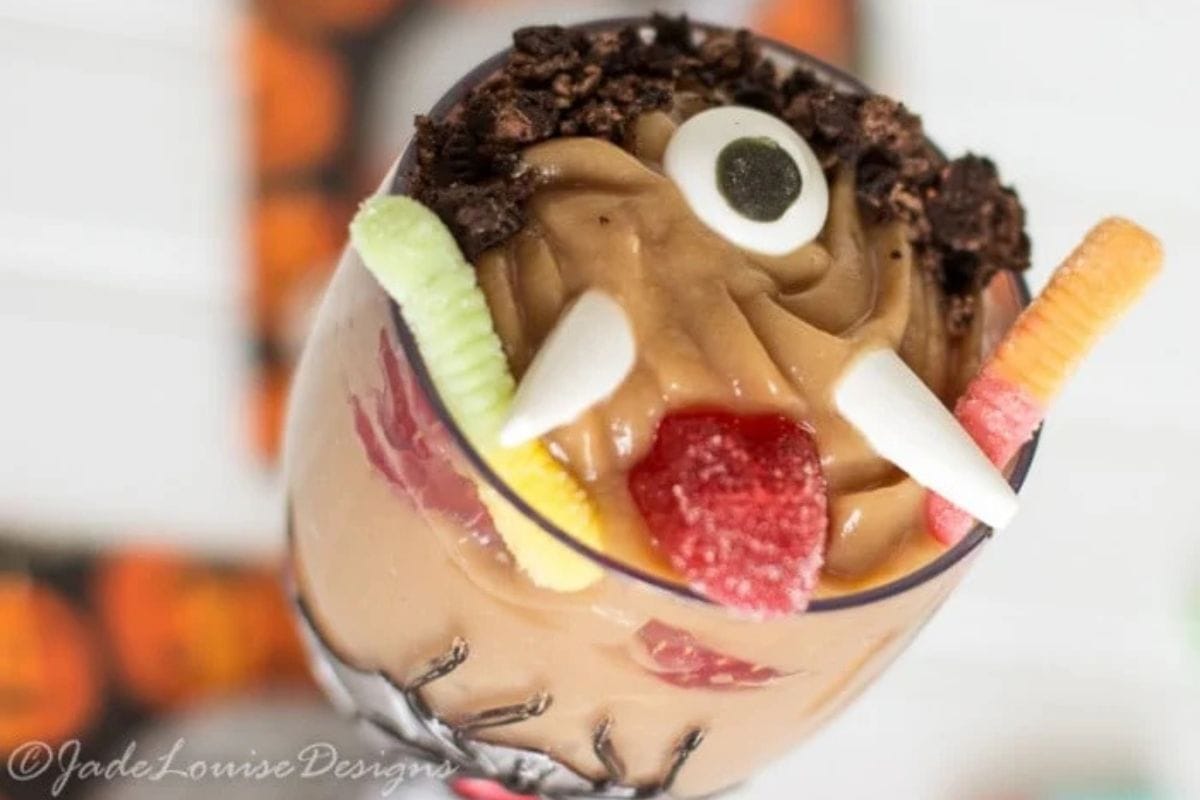 Halloween trifle in a glass