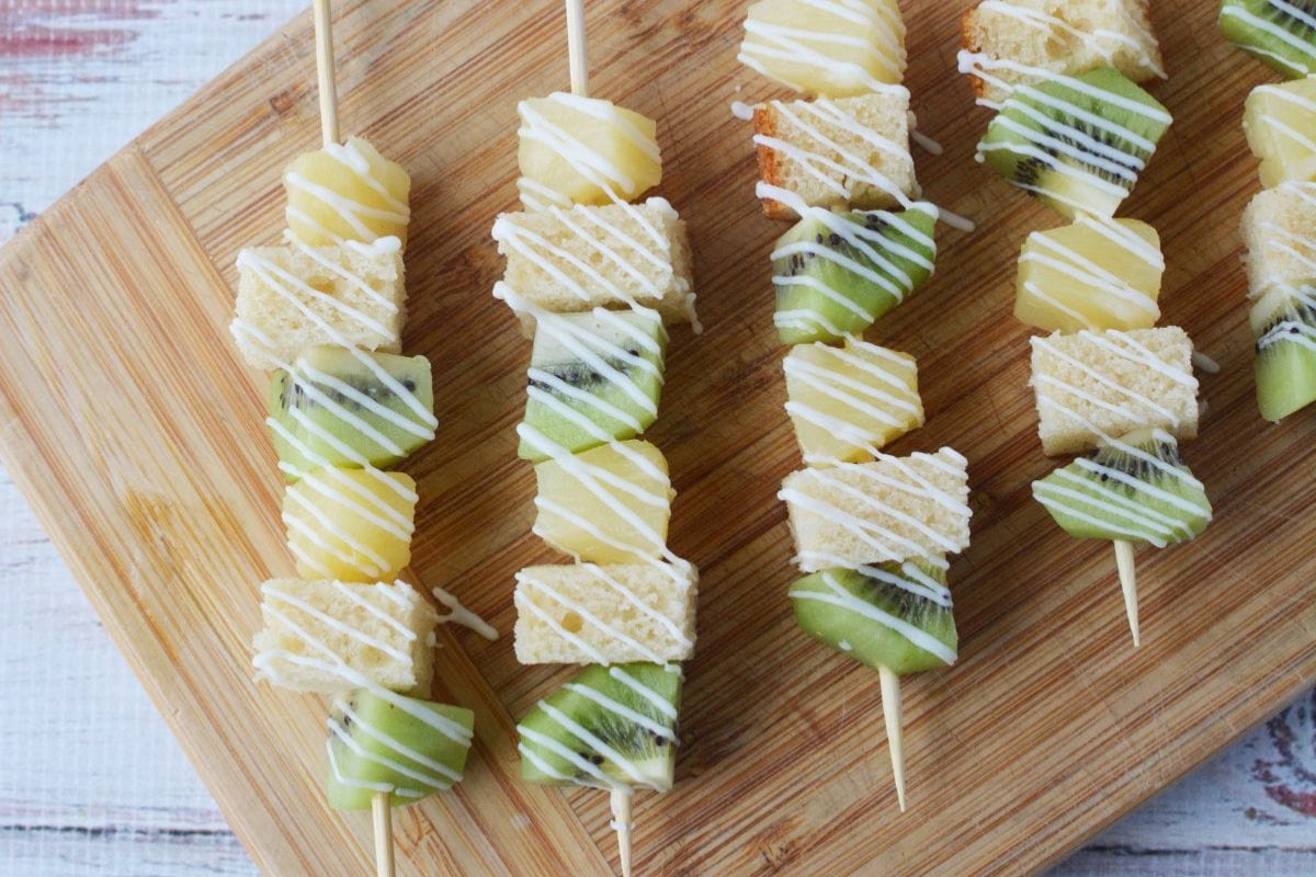 Easy Tropical Fruit Skewers with Pound Cake